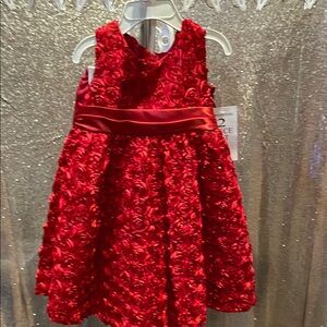 Rare Editions Red Rosette Satin-Waist Girls Formal Dress NWT